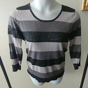 Lightweight Metallic Striped Sweater XL